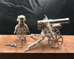 Wills Attic WillsAttic Hand cast silver mini figure WWII German Field Gun with gunner and accessories