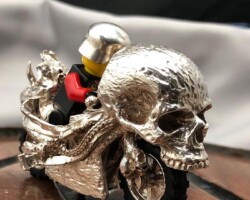 Wills Attic Ready for its new home WillsAttic 4.5 ozt of hand cast silver Skull Bike